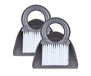 Relaxdays Mini Dustpan and Brush, Set of 2, Tabletop Broom, Cleaning Equipment, Kitchen & Camping, Hanging, Grey/White, 4.5 x 18 x 19 cm