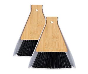 Relaxdays Mini Dustpan and Brush, Set of 2, Tabletop Broom, Cleaning Equipment, Kitchen & Camping, Hanging, Black/White, 16.5 x 15 x 4 cm