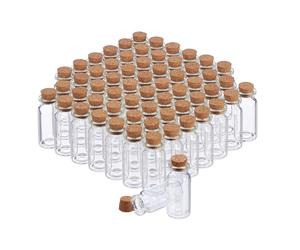 Relaxdays Mini Glass Bottles, Cork Stopper 60p Set
