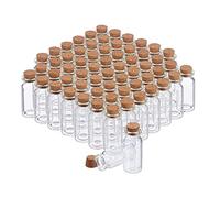Relaxdays Mini Glass Bottles with Cork Stopper, 60 Pieces, Perfect for Oils, Spices, Sand, 10 ml, Deco, Transparent