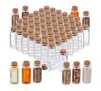 Relaxdays Mini Glass Bottles with Cork Stopper, 72 Pieces, Perfect for Oils, Spices, Sand, 10 ml, Deco, Transparent, 5.5x2x2 cm