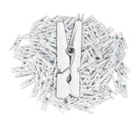 Relaxdays Mini Laundry Pegs, Set of 400, Celebrations, Hanging Photos, Decorating, Crafting, Wooden Clothes Clips, White, Wood, 2.5 x 0.8 x 0.3 cm
