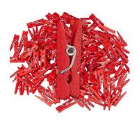 Relaxdays Mini Laundry Pegs, Set of 400, Celebrations, Hanging Photos, Decorating, Crafting, Wooden Clothes Clips, Red, Wood, 2.5 x 0.8 x 0.3 cm