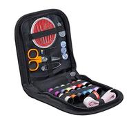 Relaxdays Mini Sewing Kit with 34 Accessories, Utensils Included, Portable, For Travels or Home Use, HWD 2.7x26.5x12 cm, Black