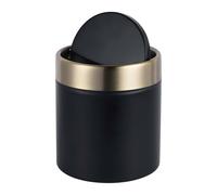 Relaxdays Mini Table Bin, Cosmetic Bin for Bathroom, Black/Gold