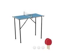 Relaxdays Mini Table Tennis Table Foldable Indoor Table Tennis Table Space Saving HBD 76 x 88 x 48 cm MDF & Steel Blue