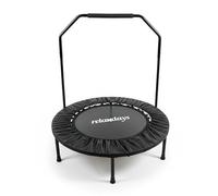Relaxdays Mini Trampoline with Handlebar, Foldable, Max 120kg, Indoor Fitness, Black, 113x102x102cm