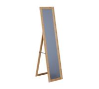 Relaxdays Mirror, 155 x 37 cm, 2-in-1 Standing Mirror & Wall Mirror, Bamboo Frame, Hallway, Living Room, Bedroom, Natural