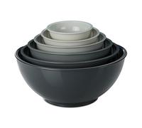 Relaxdays mixing bowl set, 6-piece, bowls for cooking & baking, different sizes, plastic, grey