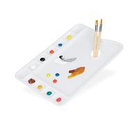 Relaxdays Mixing Palette, Handle, Acrylic Paint, Oil, Watercolour, 11 Slots, Plastic, WXD: 33.5x23 cm, School, White, 1 x 33.5 x 23 cm