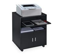 Relaxdays Office Cabinet, Storage, 2 Shelves, Cupboard, Keyboard Tray, Printer Table, Wheels, HxWxD: 74x60x48 cm, Black