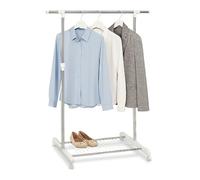 Relaxdays mobile coat stand with shelf, height adjustable 97-165 cm, width 92-160 cm, silver/white