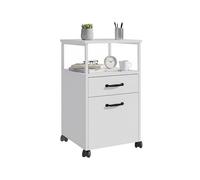 Relaxdays mobile file cabinet, 2 drawers, hanging file system, modern design, HWD: 66.5 x 42 x 44 cm, slim white cabinet