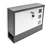 Relaxdays Modern Two Coloured Mailbox Letterbox Lockable with Two Keys and Newspaper Slot, Black-White