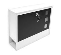 Relaxdays Modern Two Coloured Mailbox Letterbox Lockable with Two Keys and Newspaper Slot, White-Black