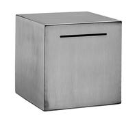 Relaxdays Money Box, Break to Open, Stainless Steel, 15 x 15 x 15 cm, Piggy Bank, Notes & Coins, Savings Cube, Silver