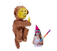 Relaxdays Monkey Pinata, Birthday, Party, Celebration, Dimensions: H x W x D: approx. 59 x 20 x 29 cm, Brown