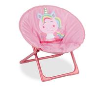 Relaxdays Moon Chair Kids, Foldable, Indoor, Camping Seat for Boys & Girls, HxWxD 48 x 51 x 48 cm, Unicorn, Pink