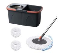 Relaxdays Mop Set, 14L bucket & wringer, stackable, grey
