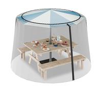 Relaxdays Mosquito Net for Parasol, 250-300 cm, Zip Door, Adjustable Insect Protection, Polyester Bug Screen, Black