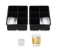 Relaxdays Mould, Set of 2, Reusable, Silicone Tray, 5 cm Compartments, 6 Individual Ice Cubes, Black, 5 x 16.5 x 11 cm