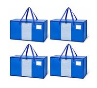 Relaxdays Moving Bags, 4pc Set, 100l Each, wrap-Around Zip, Blue