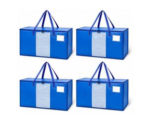 Relaxdays Moving Bags, 4pc Set, 100l Each, wrap-Around Zip, Blue