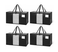 Relaxdays Moving Bags, Set of 4, 100 L Each, All-Round Zip, Black