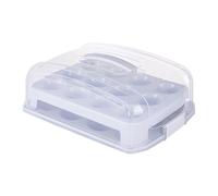 Relaxdays Muffin Transport Box, 24 Cupcakes & Muffins, 2 Tiers, Carry Handle, 16 x 37.5 x 28.5 cm, Grey