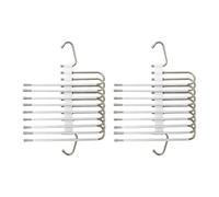 Relaxdays Multi Hangers, Set of 2, 9-Arm Non-Slip Trouser Holders, Space-Saving Design, Metal, Silver/White, Plastic, Stainless steel, 33 x 24 x 9 cm