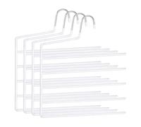 Relaxdays Multi Trouser Hangers, Set of 4, 5 Bars, Non-Slip, Space-Saving, HxW: 35 x 32 cm, Trouser Hangers, White