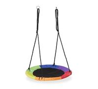 Relaxdays Nest Swing, Ø 100 cm, Round, Kids & Adults, Max. Load 150 kg, Height Adjustable, Outdoor Toy, Multicoloured, Steel