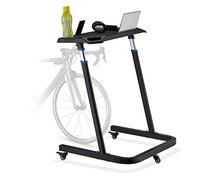 Relaxdays Multifunctional Desk, Adjustable, Laptop Table with Castors, Standing, Bicycle Table, Height: 87-135 cm, Black