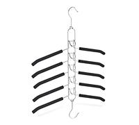 Relaxdays Multiple, 5 Padded Hangers, Use both Horizontal & Vertical, Non-slip, Space-saving, Metal, Black/Silver, Iron, 54 x 39.5 x 4 cm