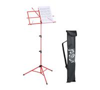 Relaxdays Music Sheet Stand, Foldable, HWD: 140 x 53 x 49 cm, Extendable, made of Metal, Guitar, Violin, Vocals, Red, Nylon, 31 x 16 x 7 cm
