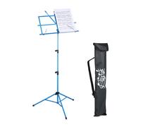 Relaxdays Music Sheet Stand, Foldable, HWD: 140 x 53 x 49 cm, Extendable, made of Metal, Guitar, Violin, Vocals, Blue, Wood, 5.5 x 36 x 26 cm