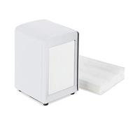 Relaxdays 10025508_49, White Napkin Dispenser Retro, Small Paper Serviettes, for Cafe, Bistro etc, HWD: 15x9.5x11, Steel