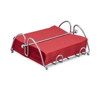 Relaxdays Napkin Holder with Weighted Bar, For 33x33 cm Napkins, Kitchen & Restaurant Serviette Dispenser, Metal, Silver