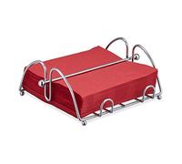 Relaxdays Napkin Holder with Weighted Bar, For 33x33 cm Napkins, Kitchen & Restaurant Serviette Dispenser, Metal, Silver
