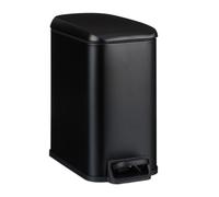 Relaxdays Bathroom Waste, 5L, Narrow Design, Soft-Close Trash Can, Matt Finish, Removable Inner Bin, Pedal, Black, Iron, 24 x 17 x 26 cm
