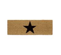 Relaxdays Narrow Coir Doormat with Large Black Star for Indoors and Outdoors w/ Anti-Slip Underside Long Welcome Mat 1.5 x 75 x 25 cm, Natural Brown