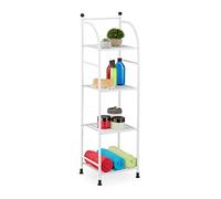 Relaxdays Narrow Storage Unit, 115 X 33 X 28 cm, Kitchen & Bathroom Shelf, 4 Lattice Trays, Metal Standing Tower, White