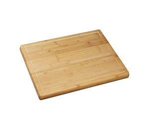 Relaxdays Natural Bamboo Chopping & Serving Board, Kitchen Chopping Board with Juice Rim, HWD: 2 x 56.5 x 50 cm