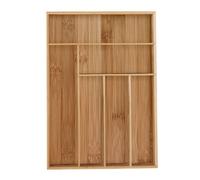 Relaxdays Cutlery Tray, 6 Compartments, Bamboo, HxWxD: 5 x 30.5 x 43 cm, Kitchen Drawer Insert, for Utensils, Natural