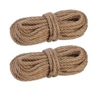 Relaxdays Natural Rope, 2X Set, Jute, Plant, Twine, Handicraft, Garden Decorations, Hessian Thread, 10mm Thick, 15m Long, 8 x 26 x 8 cm
