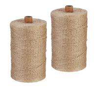 Relaxdays Natural Rope, 2X Set, Jute, Plant, Twine, Handicraft, Garden Decorations, Hessian Thread, 1mm Thick, 500m Long, 14.5 x 8.5 cm