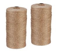 Relaxdays Natural Rope, 2X Set, Jute, Plant, Twine, Handicraft, Garden Decorations, Hessian Thread, 2mm Thick, 250m Long, 15 x 8 cm