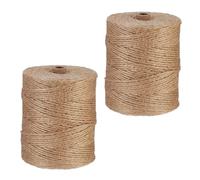 Relaxdays Natural Rope, 2X Set, Jute, Plant, Twine, Handicraft, Garden Decorations, Hessian Thread, 3mm Thick, 300m Long, 15 x 12 cm