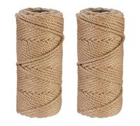 Relaxdays Natural Rope, 2X Set, Jute, Plant, Twine, Handicraft, Garden Decorations, Hessian Thread, 5mm Thick, 50m Long, 20 x 9 cm