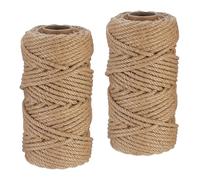 Relaxdays Natural Rope, 2X Set, Jute, Plant, Twine, Handicraft, Garden Decorations, Hessian Thread, 6mm Thick, 50m Long, 20 x 10 cm